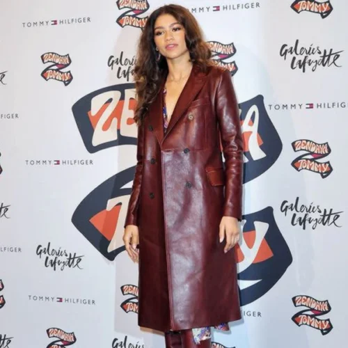 Leather Trench Coat worn by Zendaya Coleman