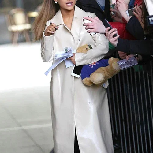 Long Leather Coat Worn by Ariana Grande