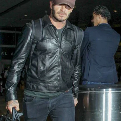 Premium Black Real Leather Jacket Worn By David Beckham