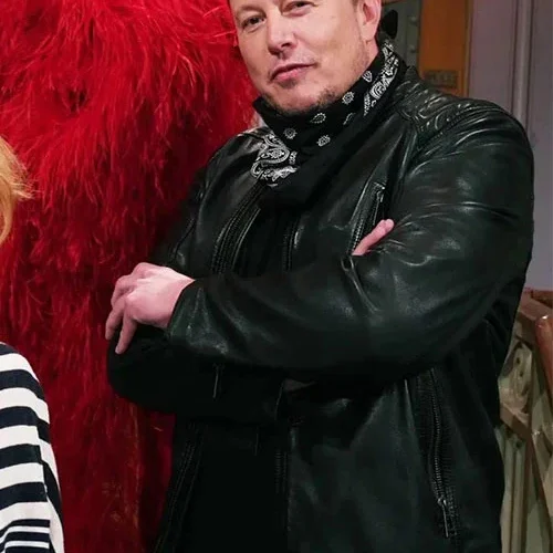 BLACK LEATHER JACKET WORN ELON MUSK