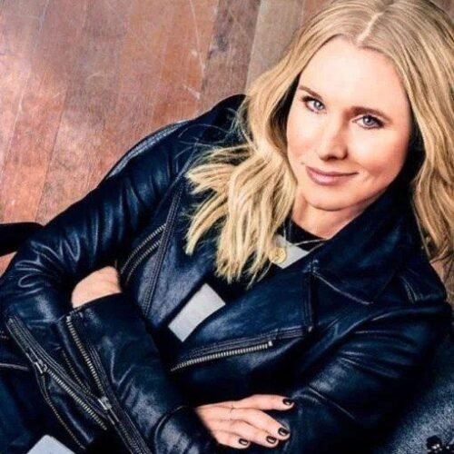 Classic Black Leather Jacket Worn By Kristen Bell