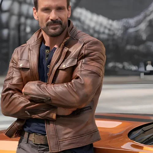 Boss Level Leather Jacket Worn by Frank Grillo