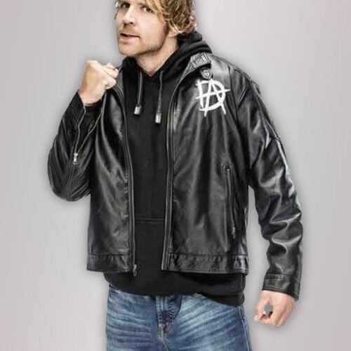 Stylish Black Leather Jacket Worn By Dean Ambrose