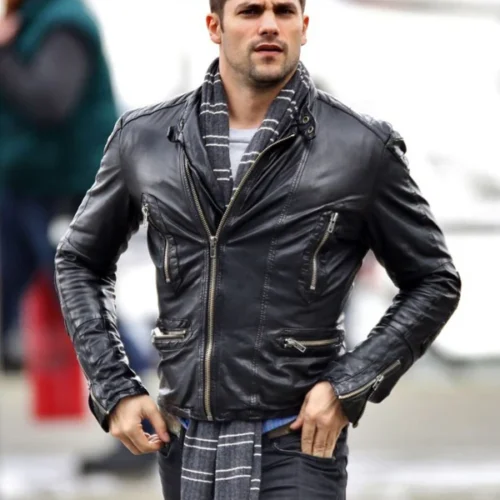 Black Stylish Leather Jacket Worn By Brant Daugherty