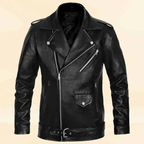 Black Biker Stylish Leather Jacket Worn By Elvis Presley