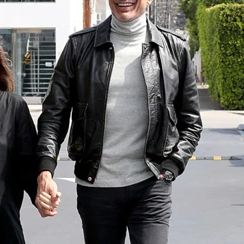 Stylish Black Leather Jacket Worn By Jeff Goldblum