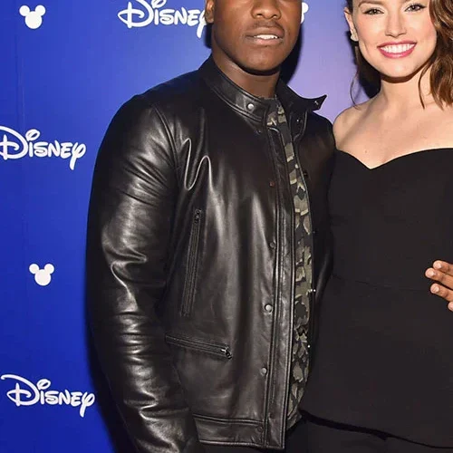 BLACK LEATHER JACKET WORN BY JOHN BOYEGA