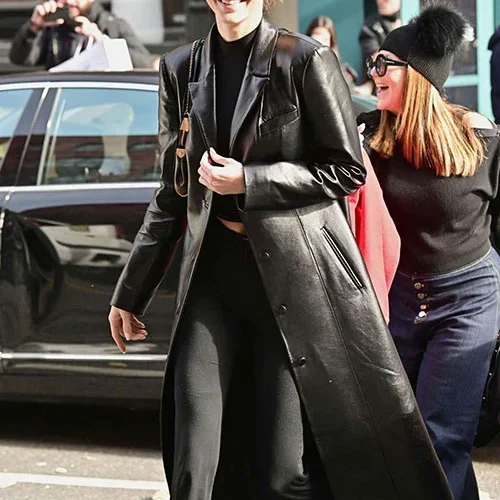 Trending Long Leather Coat worn by Kendall Jenner