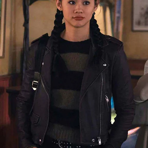 Nancy Drew Black Leather Jacket Worn by Leah Lewis