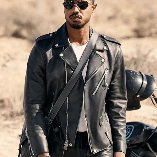 CLASSY BLACK LEATHER JACKET WORN BY MICHAEL B JORDAN