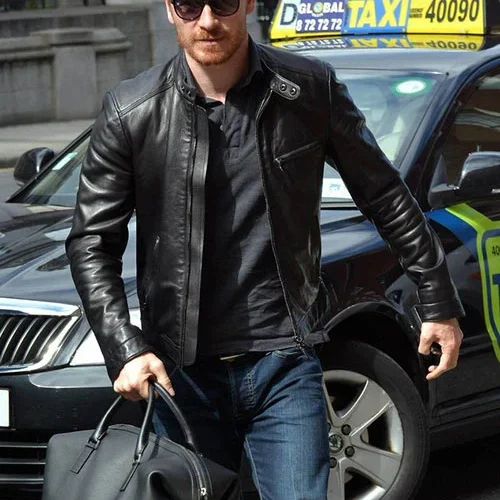 Premium Black Leather Jacket Worn By Michael Fassbender