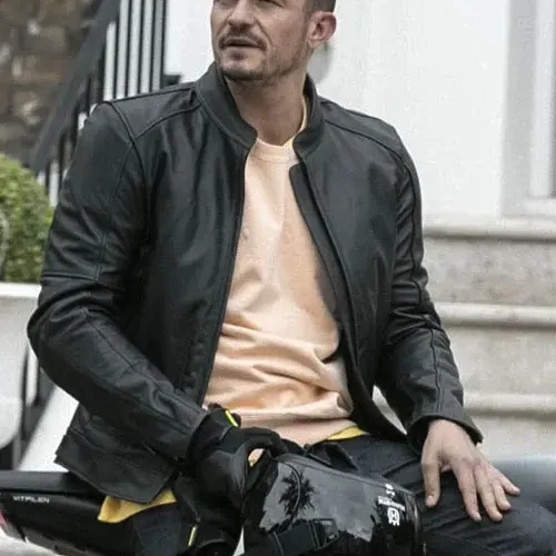 BIKER LEATHER JACKET WORN BY ORLANDO BLOOM