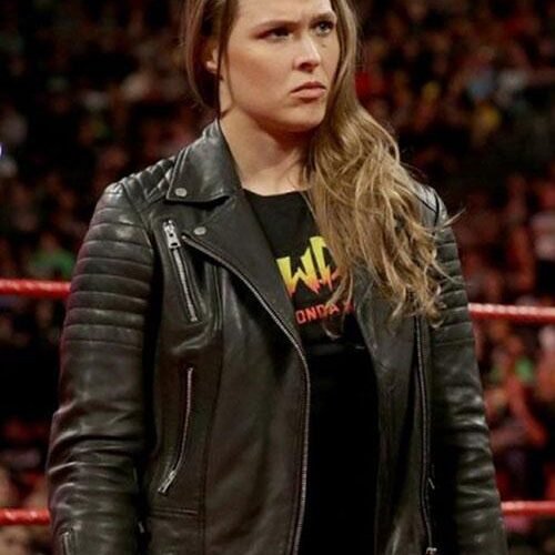 Stylish Black Leather Jacket Worn By Ronda Rousey