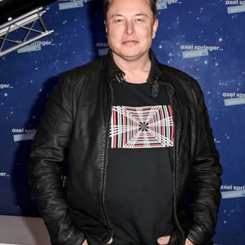 Elegant Black Sheep Leather Jacket Worn By Elon Musk