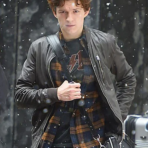 Elegant Black Sheep Leather Jacket Worn By Tom Holland