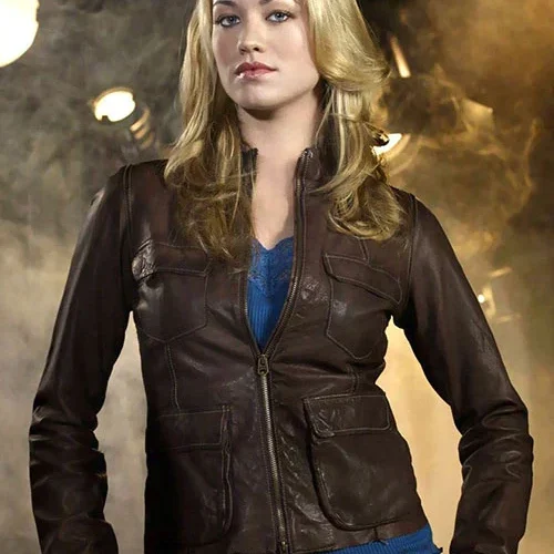 Brown Stylish Leather Jacket Worn By Yvonne Strahovski