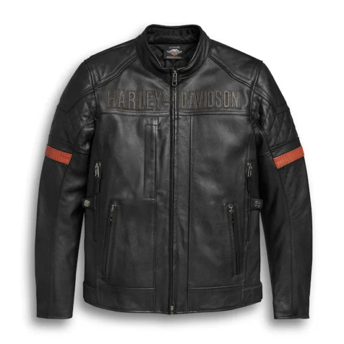 HARLEY DAVIDSON MEN’S VANOCKER WATERPROOF TRIPLE VENT SYSTEM LEATHER JACKET