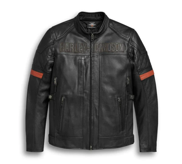 HARLEY DAVIDSON MEN’S VANOCKER WATERPROOF TRIPLE VENT SYSTEM LEATHER JACKET