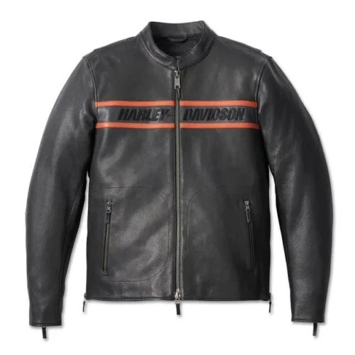 HARLEY DAVIDSON MENS VICTORY LANE LEATHER JACKET BLACK