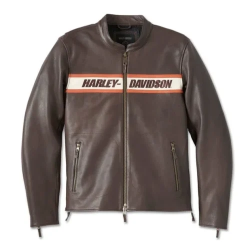 HARLEY DAVIDSON MENS VICTORY LANE LEATHER JACKET JAVA