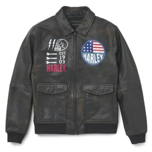 HARLEY-DAVIDSON MEN’S ARCHER BOMBER LEATHER JACKET