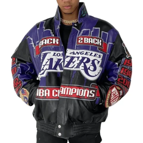 Los Angeles Lakers 2001 Championship Genuine Leather Jacket, Back2Back Los Angeles Lakers NBA Champions NBA Western Conference Gifts for Him