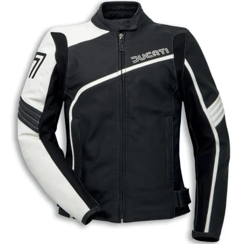 HISTORICAL DUCATI 77 LEATHER JACKET BLACK & WHITE